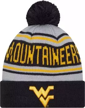 Мужская шапка New Era West Virginia Mountaineers с синим помпоном и надписью