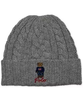 Мужская шапка-поло с манжетами косой вязки Polo Ralph Lauren, серый