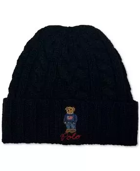 Мужская шапка-поло с манжетами косой вязки Polo Ralph Lauren, черный