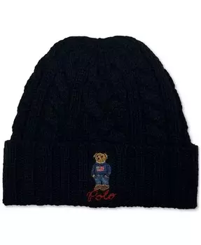 Мужская шапка-поло с манжетами косой вязки Polo Ralph Lauren, синий