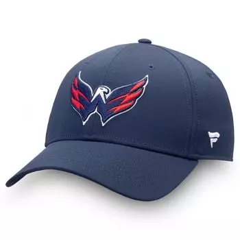 Мужская шапка с фирменным логотипом Fanatics темно-синего цвета Washington Capitals Core с гибким логотипом
