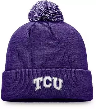 Мужская шапка Top of the World TCU Horned Frogs фиолетового цвета с помпонами