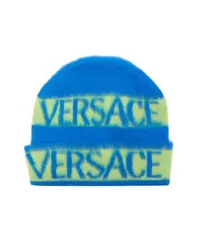 Мужская шапка в полоску с логотипом Versace, синий