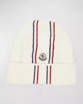 Мужская шапка в рубчик с типпингом Moncler