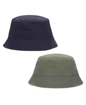 Мужская шапка-ведро из 100% хлопка, 2 шт. — темно-синяя и оливковая, стиреная, повседневный хлопковый стиль, унисекс, модная, легкая, для активного отдыха, летнего пляжного отдыха и путешествий Generic, мультиколор