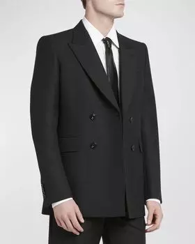 Мужская шерстяная двубортная спортивная куртка Alexander McQueen, цвет Black