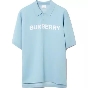 Мужская шерстяная хлопковая рубашка-поло с логотипом «Duck Blue» Burberry, синий