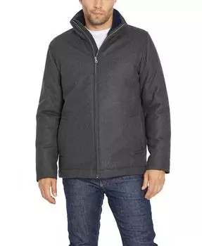 Мужская шерстяная куртка Харрингтон с трикотажным воротником IZOD, серый