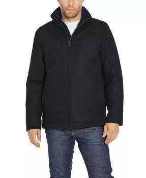 Мужская шерстяная куртка Харрингтон с трикотажным воротником IZOD, черный