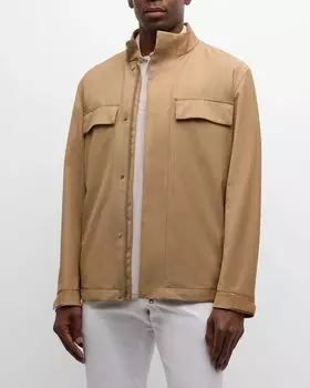 Мужская шерстяная полевая куртка с молнией во всю длину ZEGNA, цвет Medium Beige