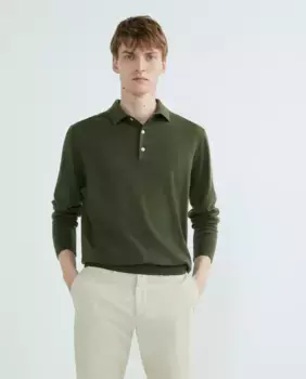 Мужская шерстяная рубашка-поло с длинными рукавами FACONNABLE, зеленый