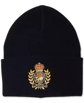 Мужская шерстяная шапка-бини с гербом Polo Ralph Lauren, черный