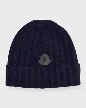 Мужская шерстяная шапка в рубчик Moncler, цвет Navy