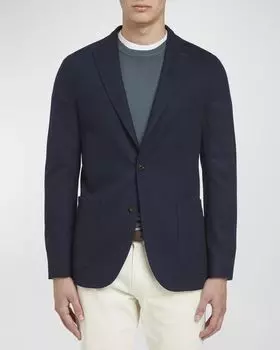 Мужская шерстяная спортивная куртка в клетку Boglioli, цвет Navy-0780