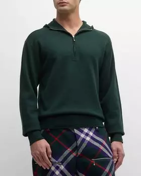 Мужская шерстяная толстовка с молнией на четверть Burberry, цвет Vine