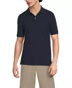 Мужская школьная форма: поло с коротким рукавом из сетчатой ткани Lands' End, синий