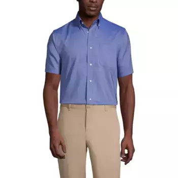 Мужская школьная форма, рубашка Оксфорд с коротким рукавом Lands' End, цвет french blue