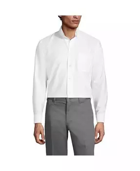 Мужская школьная форма с длинным рукавом, однотонная оксфордская классическая рубашка Lands' End, белый