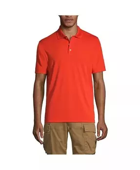 Мужская школьная форма с коротким рукавом, однотонная активная рубашка поло Lands' End, оранжевый