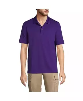 Мужская школьная форма с коротким рукавом, однотонная активная рубашка поло Lands' End, фиолетовый