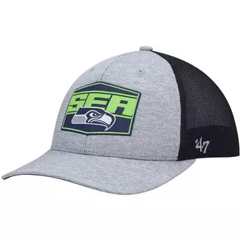 Мужская шляпа '47 с меланжево-серым/темно-синим стилем Seattle Seahawks Motivator Flex Hat