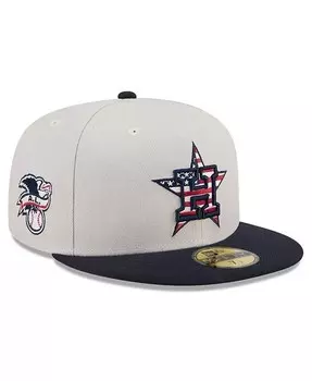 Мужская шляпа цвета хаки/черный Houston Astros 2024 Четвертое июля 59FIFTY Облегающая шляпа New Era, бежевый