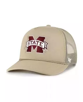 Мужская шляпа цвета хаки Mississippi State Bulldogs из пенопласта с сеткой спереди Trucker Snapback '47 Brand, бежевый