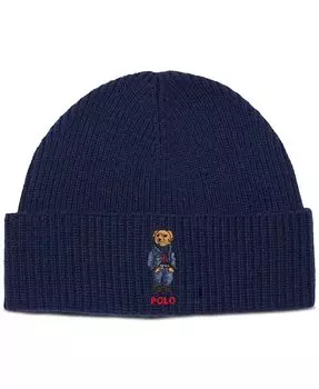 Мужская шляпа-манжета с вышивкой в виде медведя Polo Ralph Lauren, синий