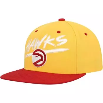 Мужская шляпа Mitchell & Ness Gold/Red Atlanta Hawks Hardwood Classics Soul Transcript Snapback Hat
