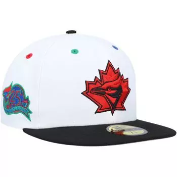 Мужская шляпа New Era белого/черного цвета Toronto Blue Jays Primary Eye 25th Anniversary 59FIFTY