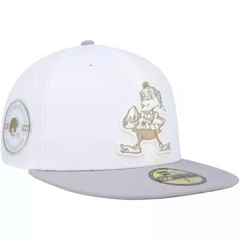 Мужская шляпа New Era белого/серого цвета Cleveland Browns 75th Anniversary Gold Undervisor 59FIFTY