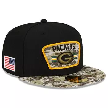 Мужская шляпа New Era Black/Camo Green Bay Packers 2021 Salute To Service 59FIFTY