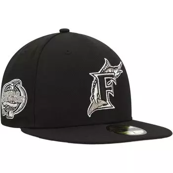 Мужская шляпа New Era Black Florida Marlins Cooperstown Collection Chrome Camo Undervisor 59FIFTY