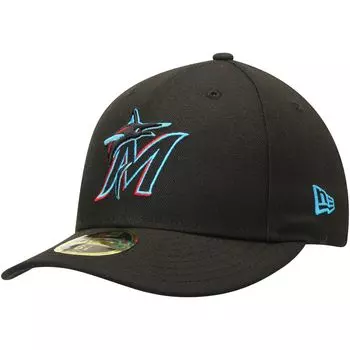 Мужская шляпа New Era Black Miami Marlins Authentic Collection для поля с низким профилем 59FIFTY