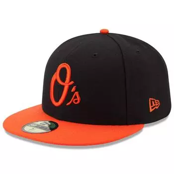 Мужская шляпа New Era черного/оранжевого цвета Baltimore Orioles Alternate Authentic Collection On Field 59FIFTY Performance приталенная шляпа