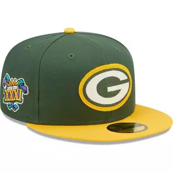 Мужская шляпа New Era Green/Gold Green Bay Packers Super Bowl XXXI Letterman 59FIFTY