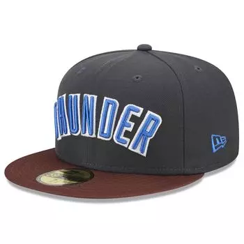Мужская шляпа New Era Grey Oklahoma City Thunder 2022/23 City Edition Official 59FIFTY