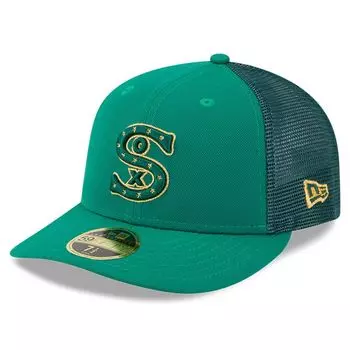 Мужская шляпа New Era Kelly Green Chicago White Sox 2023 ко Дню Святого Патрика, низкопрофильная 59FIFTY, приталенная шляпа
