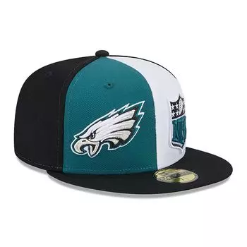 Мужская шляпа New Era Midnight Green/Black Philadelphia Eagles 2023 Sideline 59FIFTY