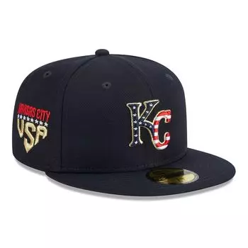 Мужская шляпа New Era Navy Kansas City Royals 2023 Fourth of июля 59FIFTY
