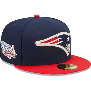 Мужская шляпа New Era Navy/Red New England Patriots Super Bowl XXXVI Letterman 59FIFTY