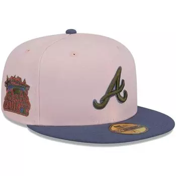 Мужская шляпа New Era Pink/Blue Atlanta Braves Olive Undervisor 59FIFTY