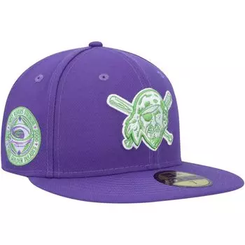 Мужская шляпа New Era Purple Pittsburgh Pirates Lime с боковой нашивкой 59FIFTY.