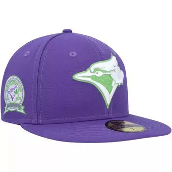 Мужская шляпа New Era Purple Toronto Blue Jays Lime с боковой нашивкой 59FIFTY