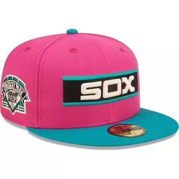 Мужская шляпа New Era розового/зеленого цвета Chicago White Sox Cooperstown Collection Comiskey Park Passion Forest 59FIFTY.