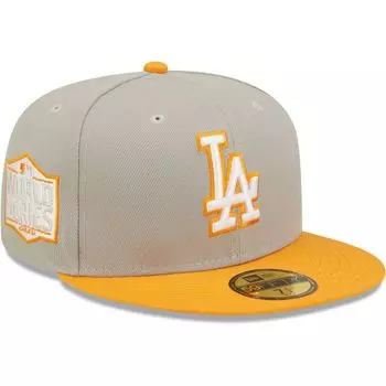 Мужская шляпа New Era серого/оранжевого цвета Los Angeles Dodgers 2020 World Series Cooperstown Collection Undervisor 59FIFTY.