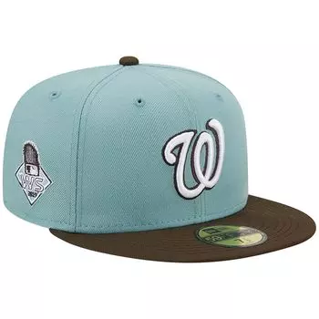 Мужская шляпа New Era светло-синяя/коричневая Washington Nationals 2019 World Series Beach Kiss 59FIFTY