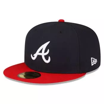 Мужская шляпа New Era темно-синего/красного цвета Atlanta Braves Authentic Collection Replica 59FIFTY.
