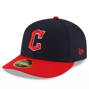 Мужская шляпа New Era темно-синего/красного цвета Cleveland Guardians Authentic Collection для домашнего использования в полевых условиях, низкопрофильная 59FIFTY, облегающая шляпа