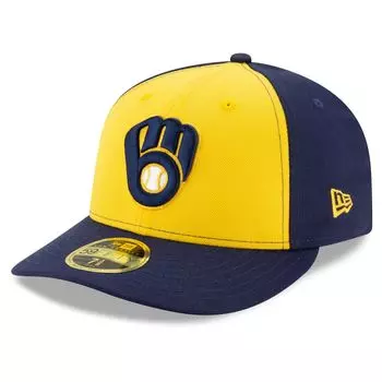 Мужская шляпа New Era темно-синего/желтого цвета Milwaukee Brewers Alternate из аутентичной коллекции 2020 года, низкопрофильная приталенная шляпа для поля